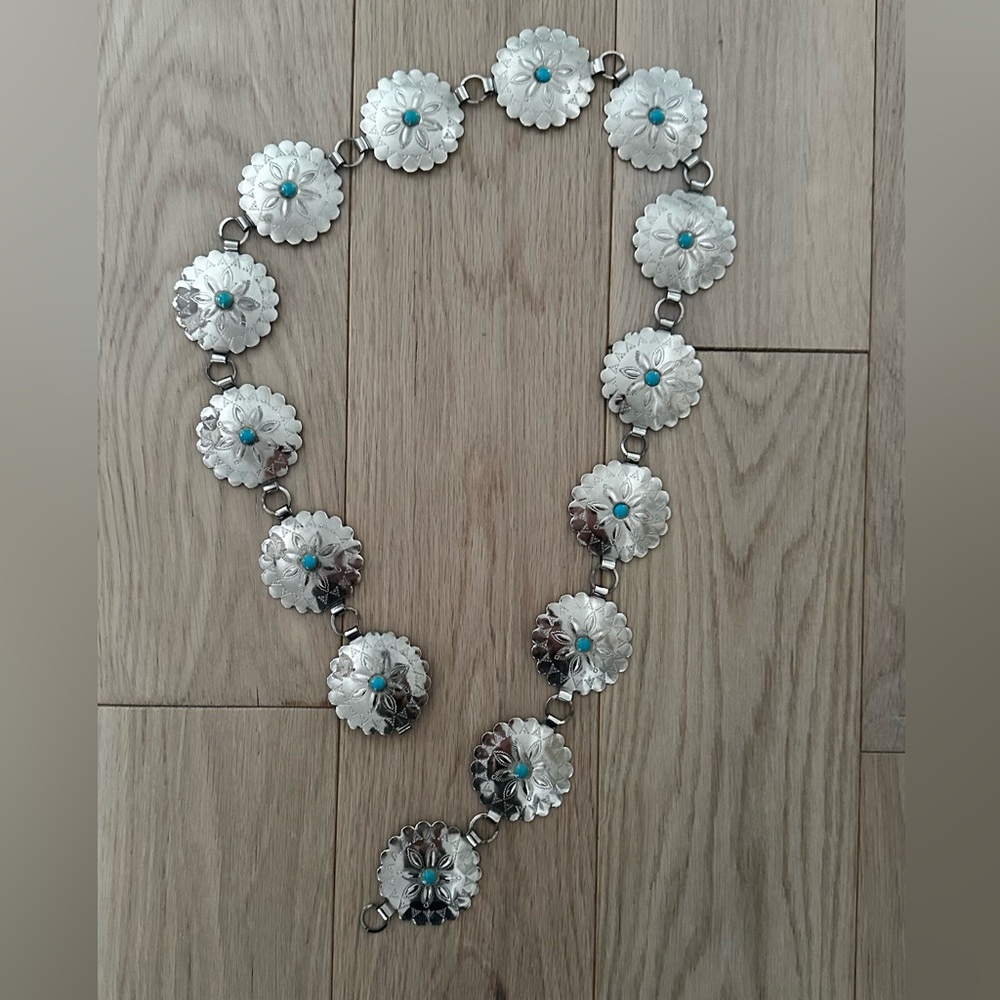 Conche belt silver turquoise one size